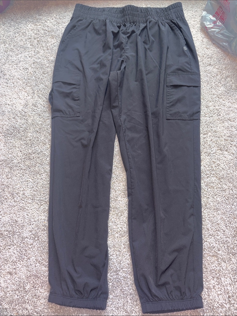 Apana Black Cargo Jogger Pants with Elastic Ankles